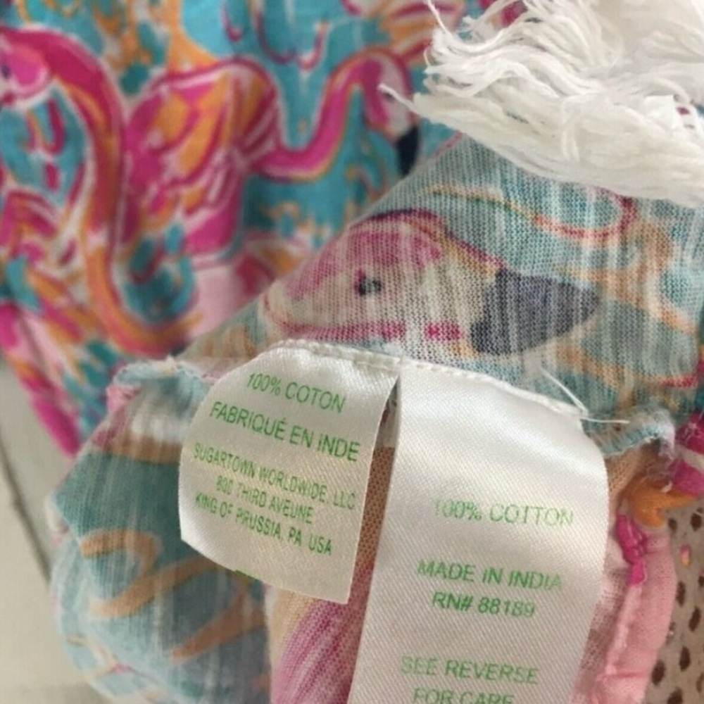 Lilly Pulitzer Alia Casa Marina Fringe Flamingos Swim Cover Up Dress - Picture 2 of 4